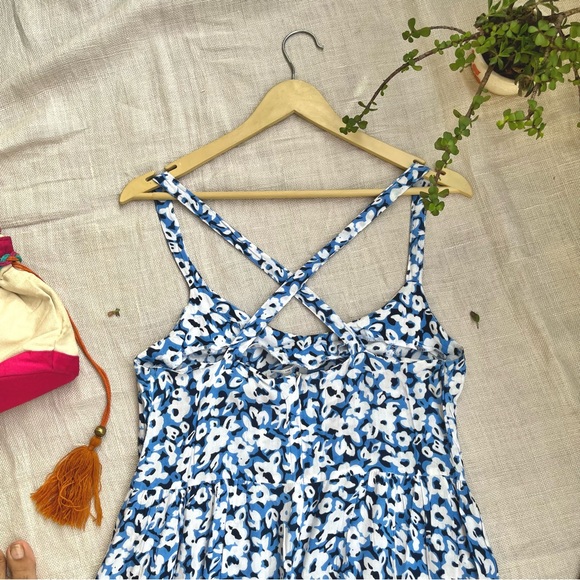 Blue Floral Cross-back Dress - Picture 5 of 6